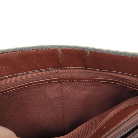 Etienne Aigner Crossbody Bag Country Cottage Core Basket Weave Leather Trim Tan - Picture 5 of 17